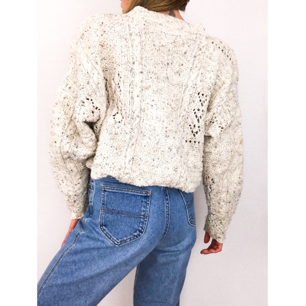 Vintage Express Hand-Knit Sweater in Taupe | Size M - Picture 6 of 11